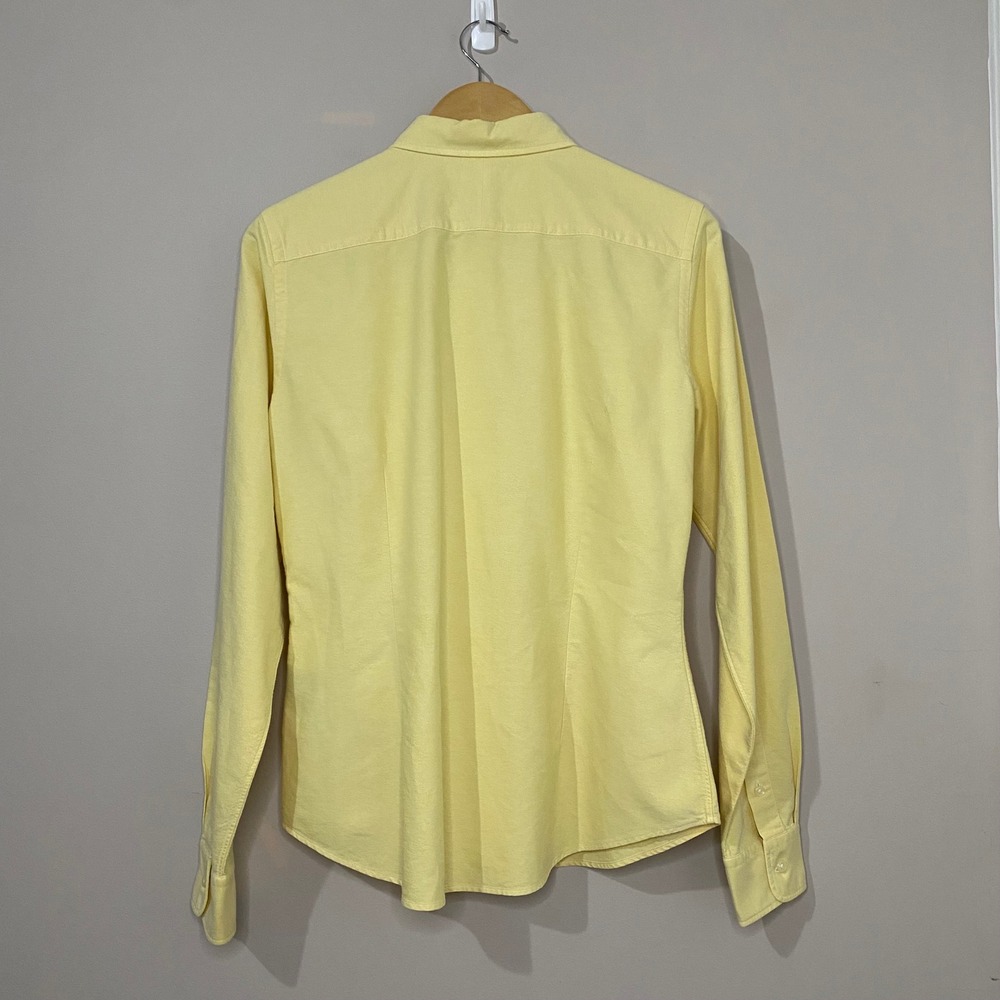 Vtg Ralph Lauren Skinny Fit Yellow Oxford Button Up Shirt Blue Pony Sz 14 RL 04 - Picture 2 of 5
